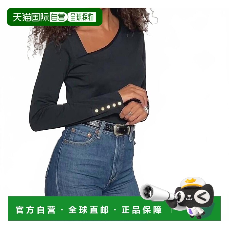 自营 nation ltdAnita不对称上衣，深黑色-深黑色 美国奥莱直发