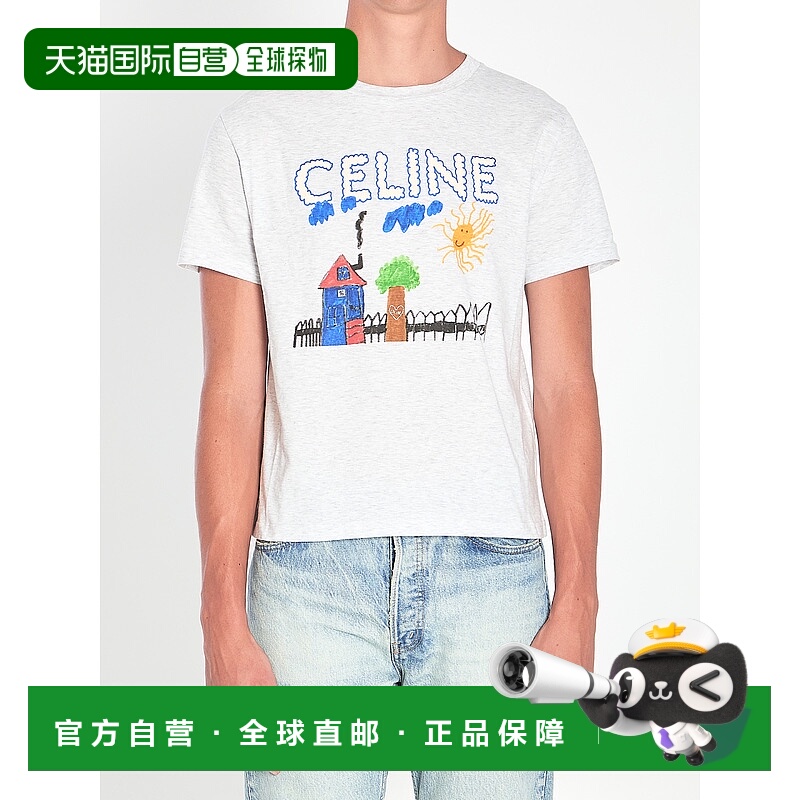 香港直邮CELINE 男士T恤 RX0BZ671QGCA7 AW2025 白色 REGULAR T-S