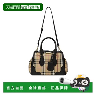 香港直邮Burberry 徽标拼格纹手提包 38707591 多色拉链开合 可拆