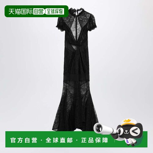 香港直邮The Attico 女士 黑色半透视蕾丝中长连衣裙 261WCW00313