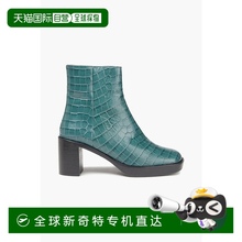 1h可退 香港直邮BY FAR 女士 Ellen 鳄鱼纹皮质短靴 ELLENCROCOEM