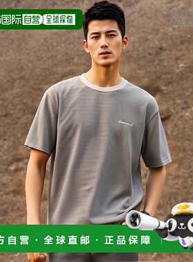 日本直邮通用整体T恤短袖男式边框 MICRO BORDER TEE 灰色海军橄