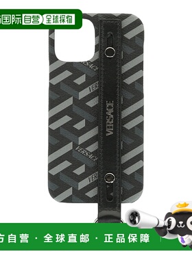 自营versaceCoated Canvas La Greca iPhone 12 Case - black 美