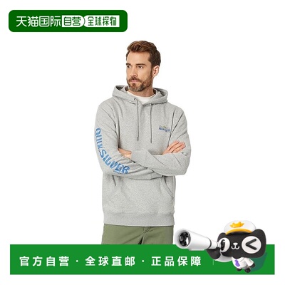 自营 Quiksilver Waterman Flow Fish连帽衫男式灰色棉质口袋套头