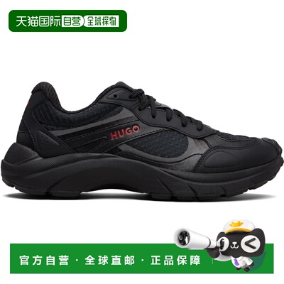 香港直邮潮奢 boss 雨果 男士 黑色 Jacquard Jersey Faux-Leathe