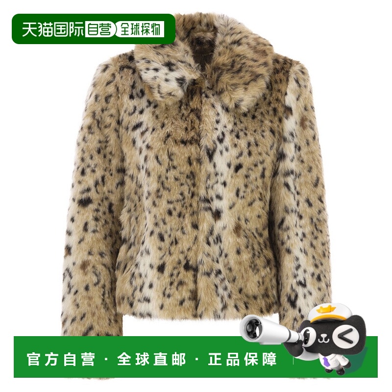 自营max mara动物印花提花环保毛皮大衣-中性色 美国奥莱直发