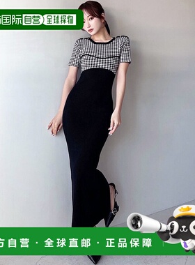 1h可退 日本直邮RESEXXY 女装 千鸟格针织连衣裙 修身长款 V领设