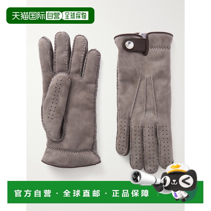 香港直邮Brunello Cucinelli 布内罗 古奇拉利 男士 皮革饰边绒面