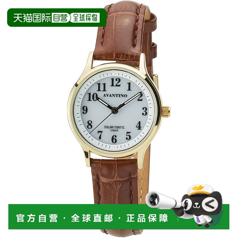 【日本直邮】CREPHA 女士太阳能手表 皮革表带 棕色AV-AL172-WTG