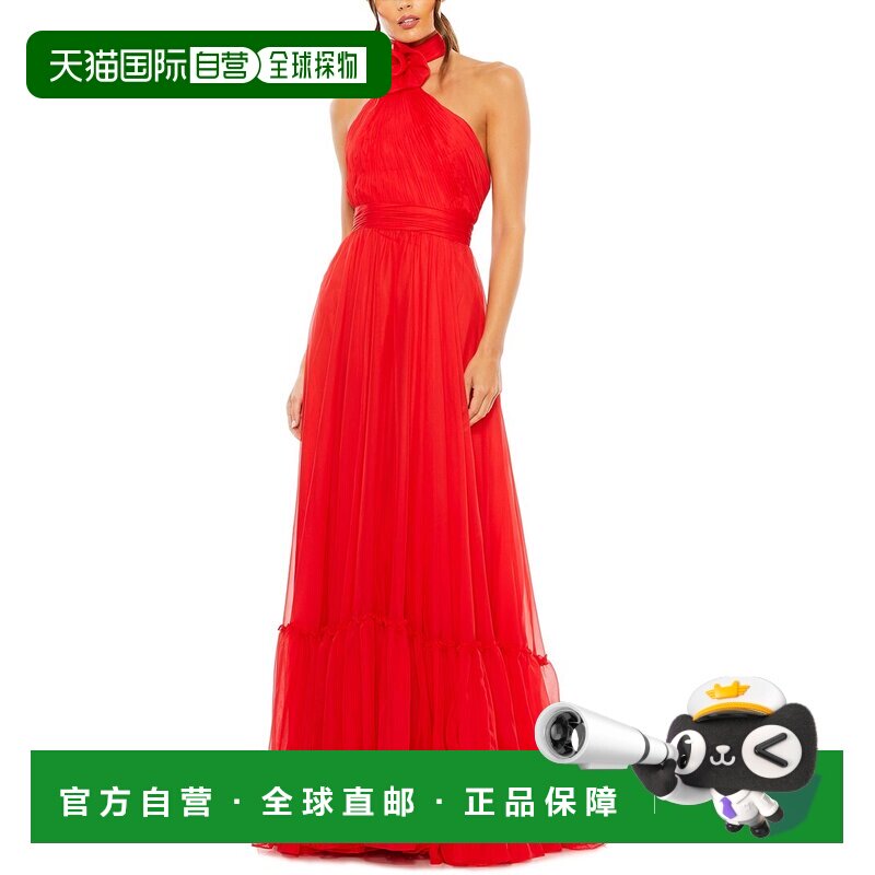 自营Mac Duggal 不对称分层 A 字形礼服 - 红色 美国奥莱直发长裙