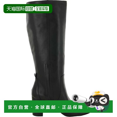 自营Cole Haan Chrystie Boots女式10码黑色皮革方头块跟ZPO3527-