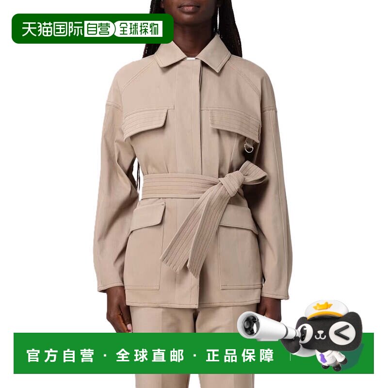 自营max mara结构化米色夹克，腰部束带-中性色 美国奥莱直发