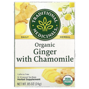 香港直邮Traditional Medicinals,草本茶，有机姜与春黄菊，不含1