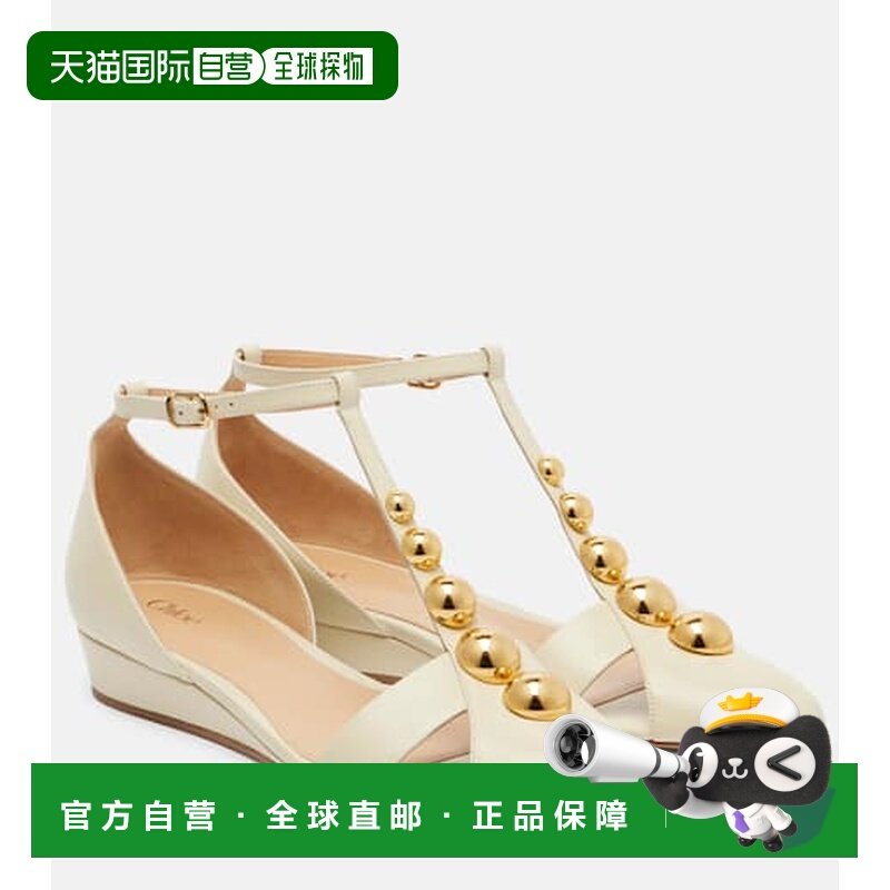 1h可退 香港直邮Chloe 蔻依 女士 精饰皮质平底鞋 white白色 舒适,女鞋,浅口单鞋,淘宝优惠券,粉丝福利购,淘宝优惠卷