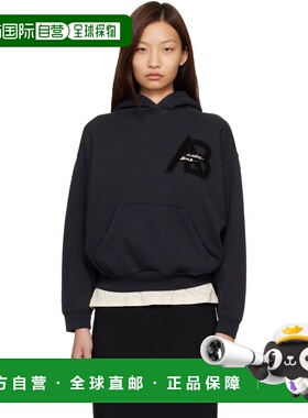 1h可退 香港直邮ANINE BING 女士 黑色 Jaci Letterman 连帽衫 A0