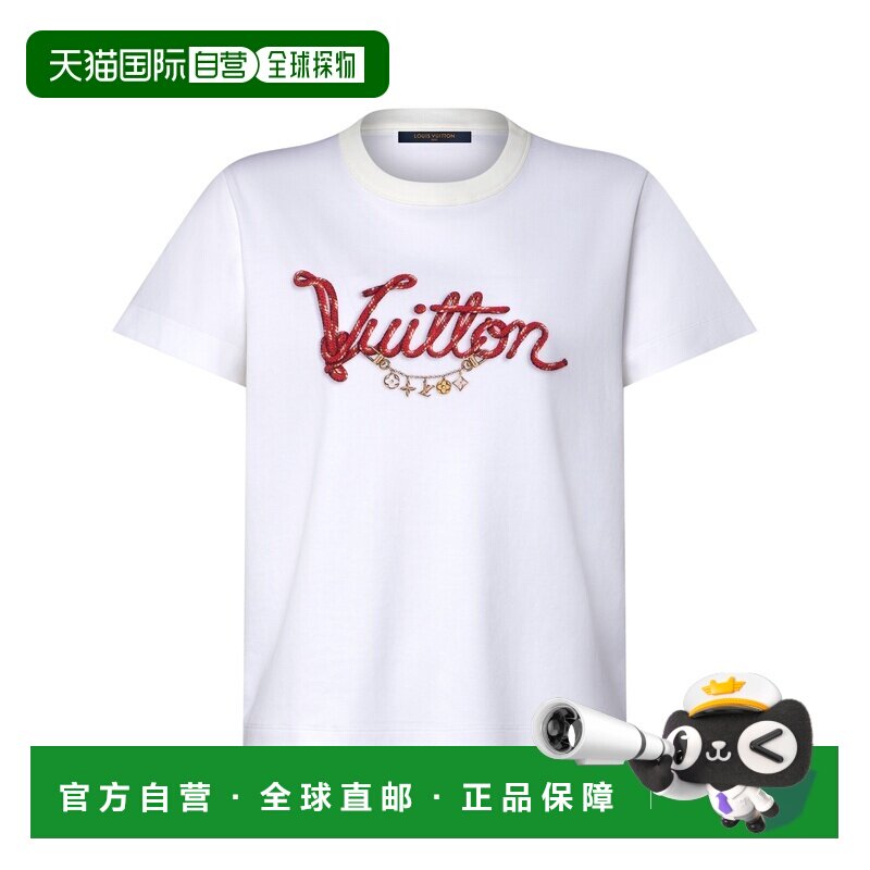 自营欧洲直邮LV路易威登 女士白色棉质印花T恤