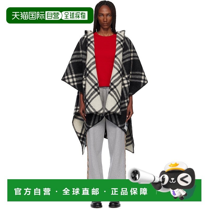 1h可退 香港直邮潮奢 Burberry 巴宝莉 女士 黑色 Check Wool 双