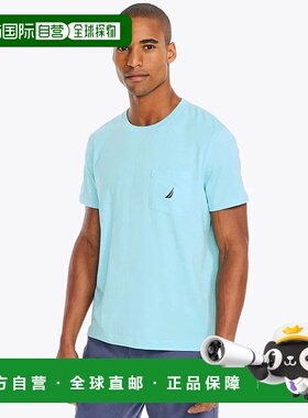 自营 Nautica Deck T恤男式天使蓝圆领短袖口袋FTS9-蓝色 美国奥
