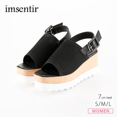 日本直邮imsentir 女士凉鞋方形针织厚底 EV009