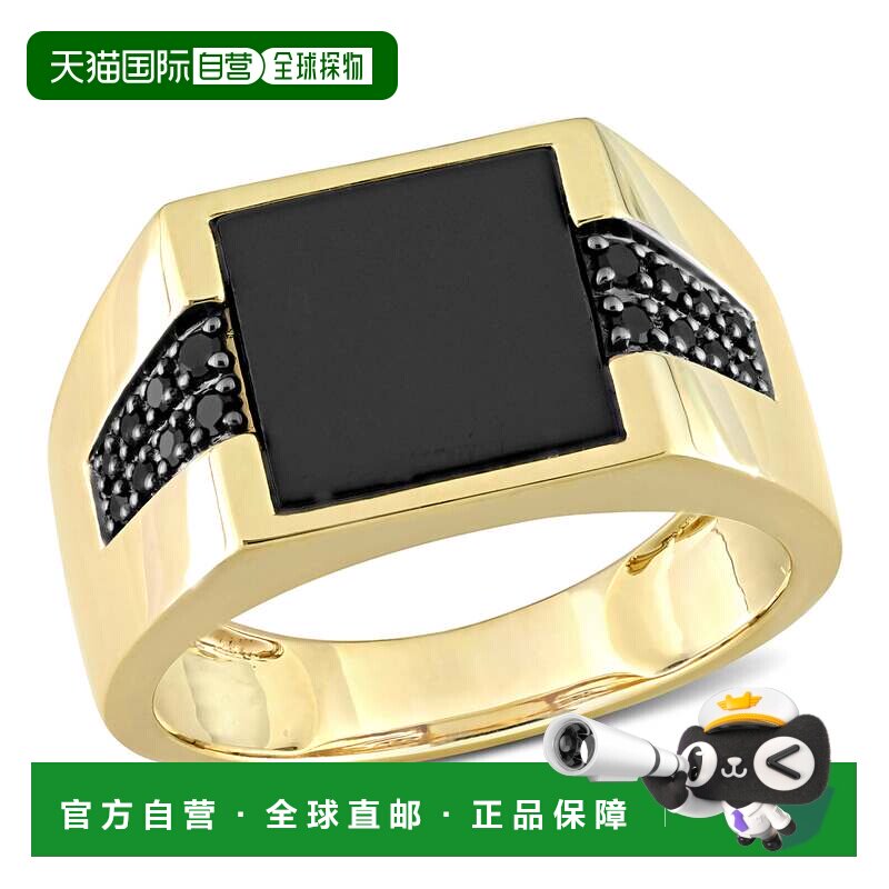 自营10k 金 Mimi & Max 8 克拉 TGW 黑玛瑙和 1/6 克拉 TW 黑钻石