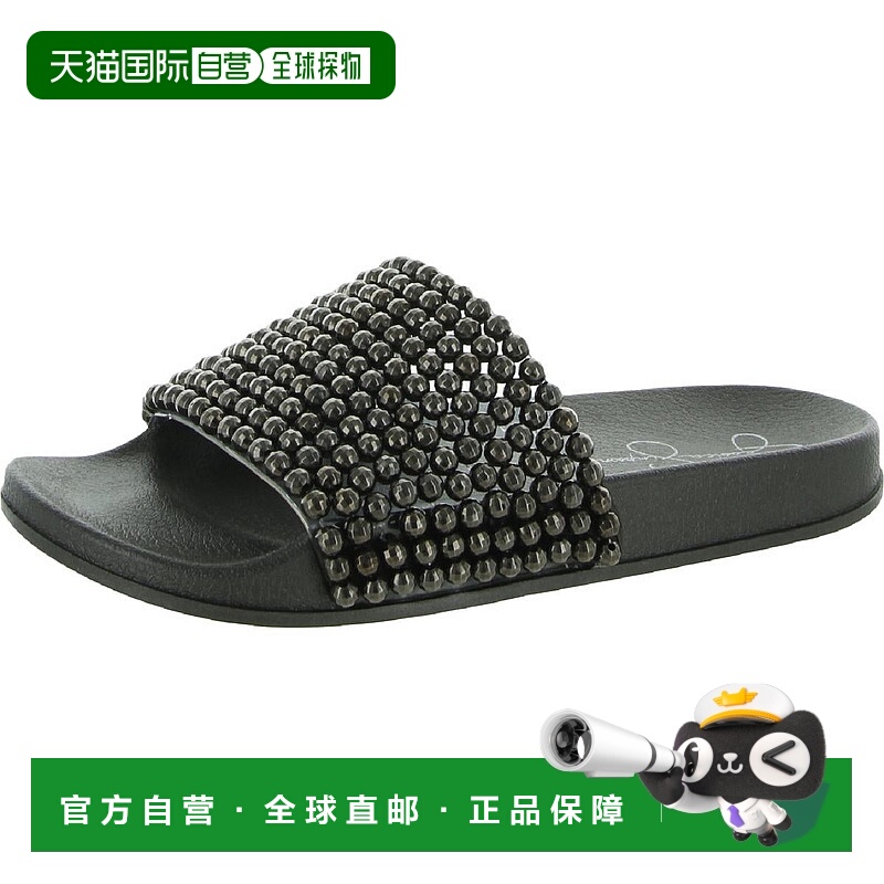 自营jessica simpsonSaycie Womens Beaded Pool Slides - clear/