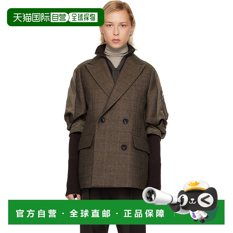 1h可退 香港直邮潮奢 Sacai 女士 棕色 Double-Faced Plaid 西装