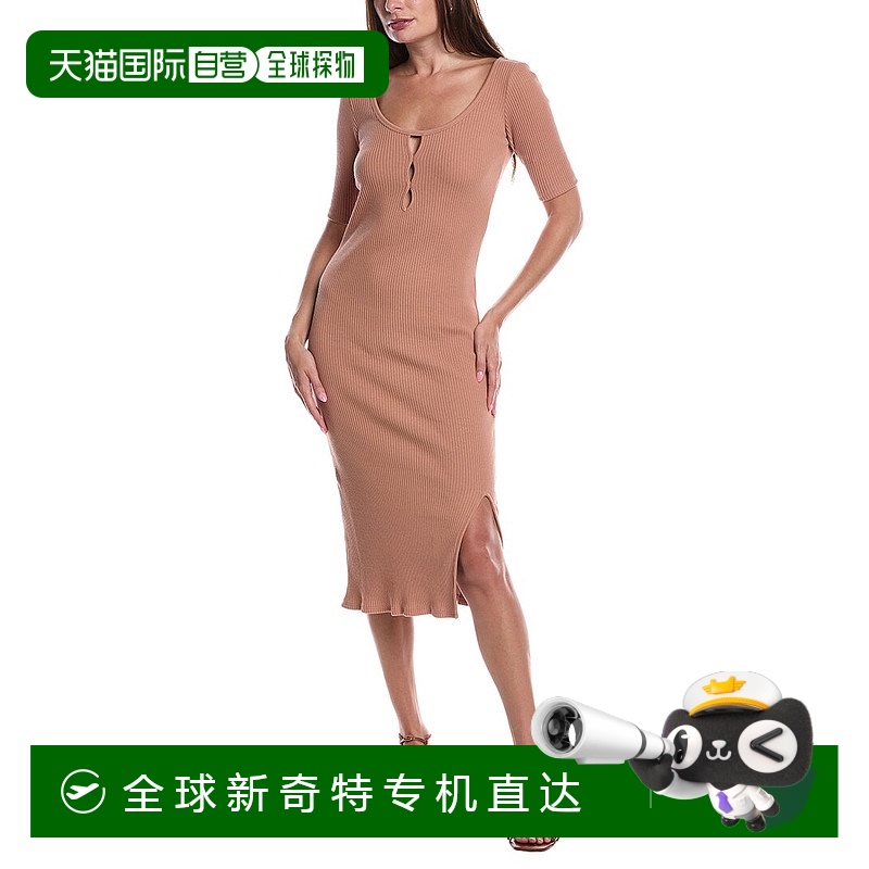 自营 Nation LTD Haidee重罗纹迷笛连衣裙-棕色 美国奥莱直发