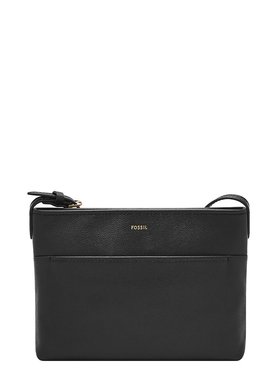 【美国奥莱】直发 Fossil 女士 Phoebe 皮革小号斜挎包 - 黑色