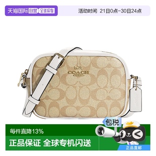 香港直郵COACH蔻馳女包老花帆布配皮相機(jī)包單肩包斜挎包女款 C9926