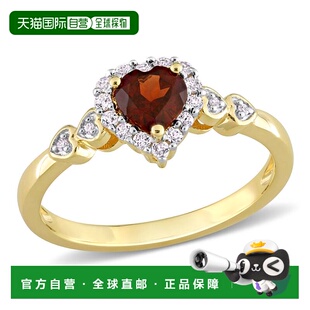 自营 mimi & max5/8 克拉 TGW 心形石榴石和钻石口音光环承诺戒指