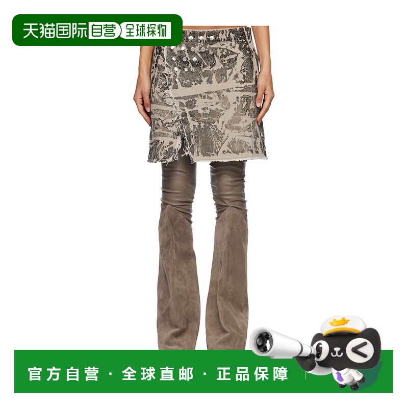 香港直邮Rick Owens Drkshdw 箔涂层无弹牛仔半身裙 DS02E7329DWF