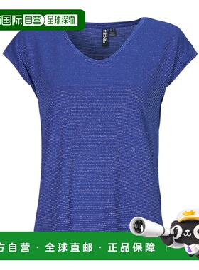 欧洲直邮Pieces 女士 PCBILLO TEE LUREX STRIPES 短袖T恤 蓝色