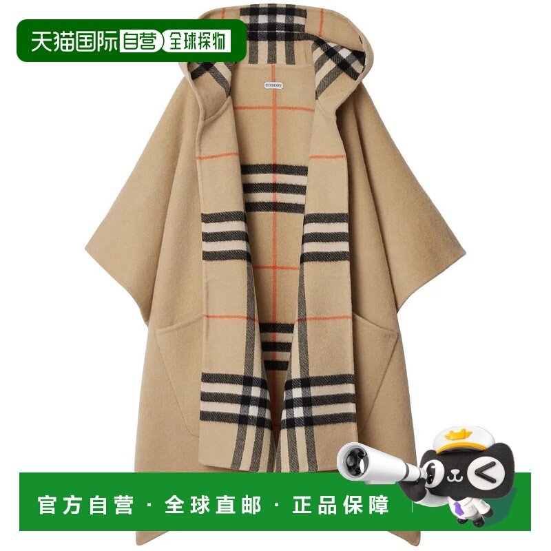1h可退 香港直邮Burberry 巴宝莉 女士 EKD 刺繡連帽雙面披風 809