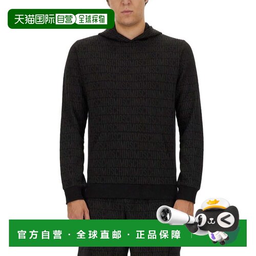 自营moschinoAll-Over Logo Print Sweatshirt - black 美国奥莱
