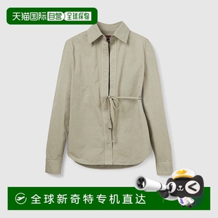 襯衫 歐洲直郵Gucci 古馳 女士淡綠色棉logo標(biāo)識(shí)刺繡長袖