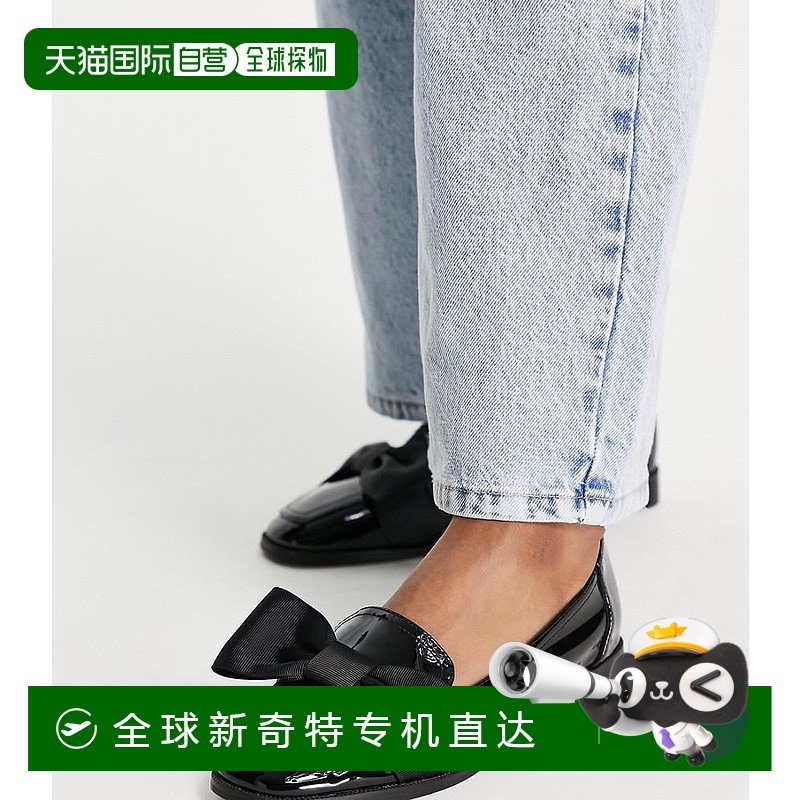 香港直邮潮奢 ASOS女士 Mentor设计蝴蝶结简便漆皮平底鞋(黑色)