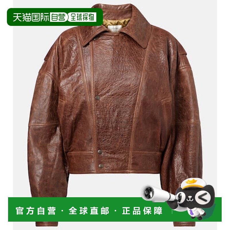 香港直邮潮奢 Saint Laurent 圣罗兰 女士 双排扣皮革短夹克皮衣