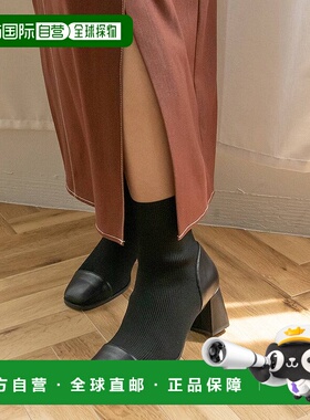 日本直邮RANDA 弹力粗跟针织靴 RA041BW12464 黑色厚底