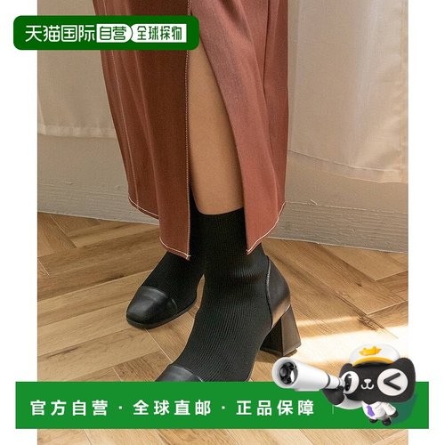 日本直邮RANDA 弹力粗跟针织靴 RA041BW12464 黑色厚底