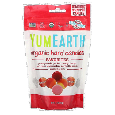 香港直发Yumearth有机硬糖天然果味混合独立包装93.6g