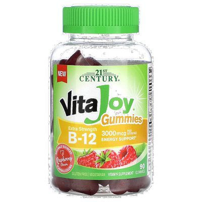 香港直发21St Century VitaJoy软糖维生素B-12树莓味90粒