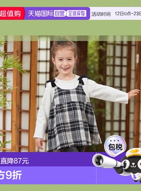 日本直邮日潮 KP 格纹肩部蝴蝶结拼接上衣（80～150） 2143216