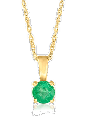 自营 Ross-Simons 14 克拉黄金祖母绿吊坠项链。 16 英寸 - 16 英