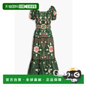 香港直邮潮奢 FARM RIO 1h可退 女士 束带印花棉质府绸中长连衣裙