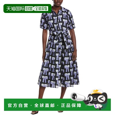 自营Gracia Bow 3D Print Shirtdress - black 美国奥莱直发