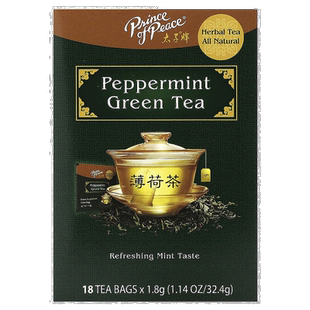 香港直邮太子牌,Peppermint Green Tea, 18 Tea Bags, 1.14 oz (3