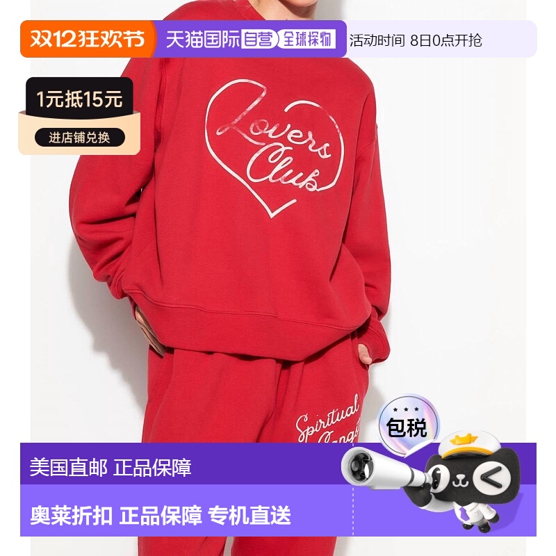 自营spiritual gangsterLovers La Brea红色圆领运动衫 美国奥莱