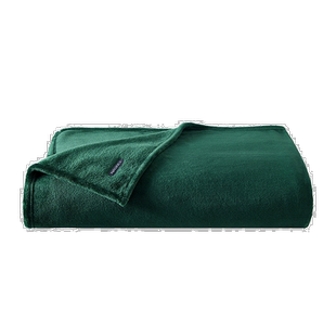 自营Nautica 纯色绿色毛绒柔软单人毛毯 - 森林夜石南花 美国奥莱