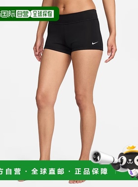 自营 Nike Swim Essential女式黑色弹力腰部短裤SRT621-黑色 美国