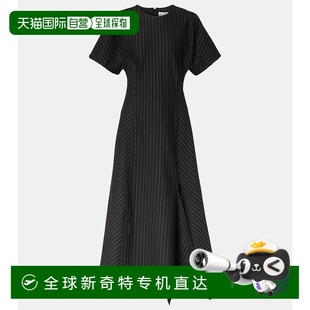 女士 1h可退 甘尼 香港直邮潮奢 细条纹不对称中长连衣裙 GANNI
